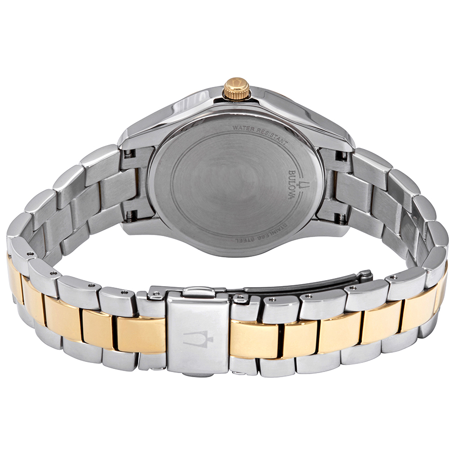 bulova crystal mother of pearl dial two tone ladies watch 98n114 bulova crystal mother of pearl dial two tone ladies watch 98n114