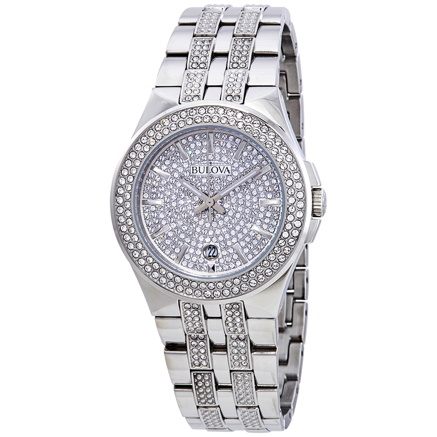 bulova crystal pave men's watch 96b235 bulova crystal pave men's watch 96b235