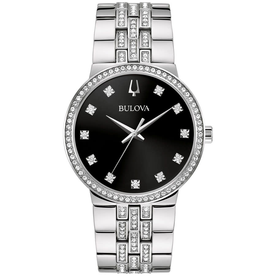 bulova crystal quartz black dial men's watch 96k110 bulova crystal quartz black dial men's watch 96k110