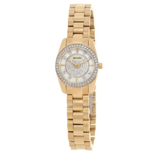 bulova crystal quartz white dial ladies watch and bracelet gift set 98x137