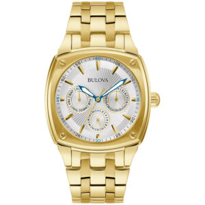 bulova crystal quartz white dial men's watch 97c114
