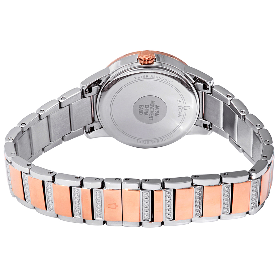 bulova crystal turnstyle mother of pearl dial two tone ladies watch 98l246 bulova crystal turnstyle mother of pearl dial two tone ladies watch 98l246