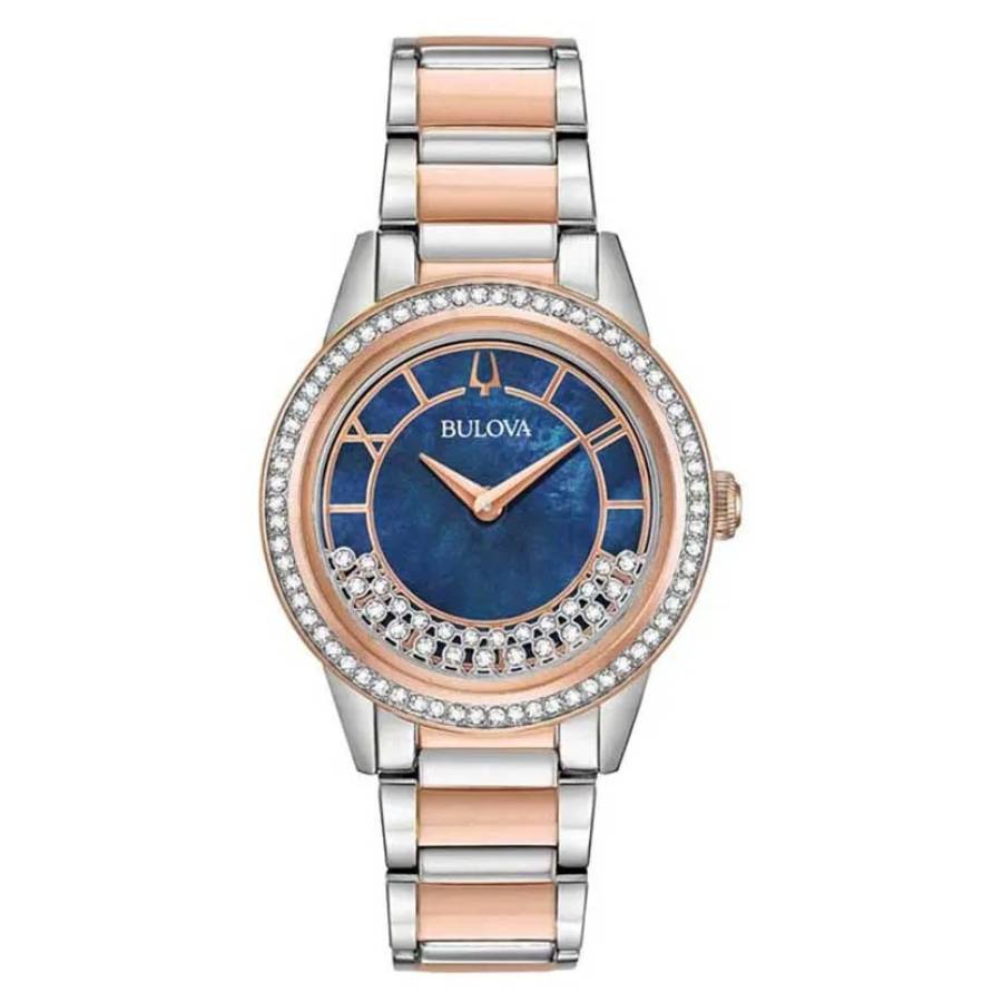 bulova crystal turnstyle quartz blue mother of pearl dial ladies watch 98l261 bulova crystal turnstyle quartz blue mother of pearl dial ladies watch 98l261
