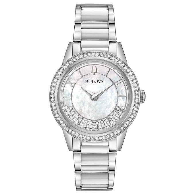 bulova crystal turnstyle quartz mother of pearl dial ladies watch 96l269 bulova crystal turnstyle quartz mother of pearl dial ladies watch 96l269