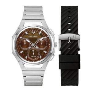 bulova curv chronograph quartz brown dial men's watch 96k117