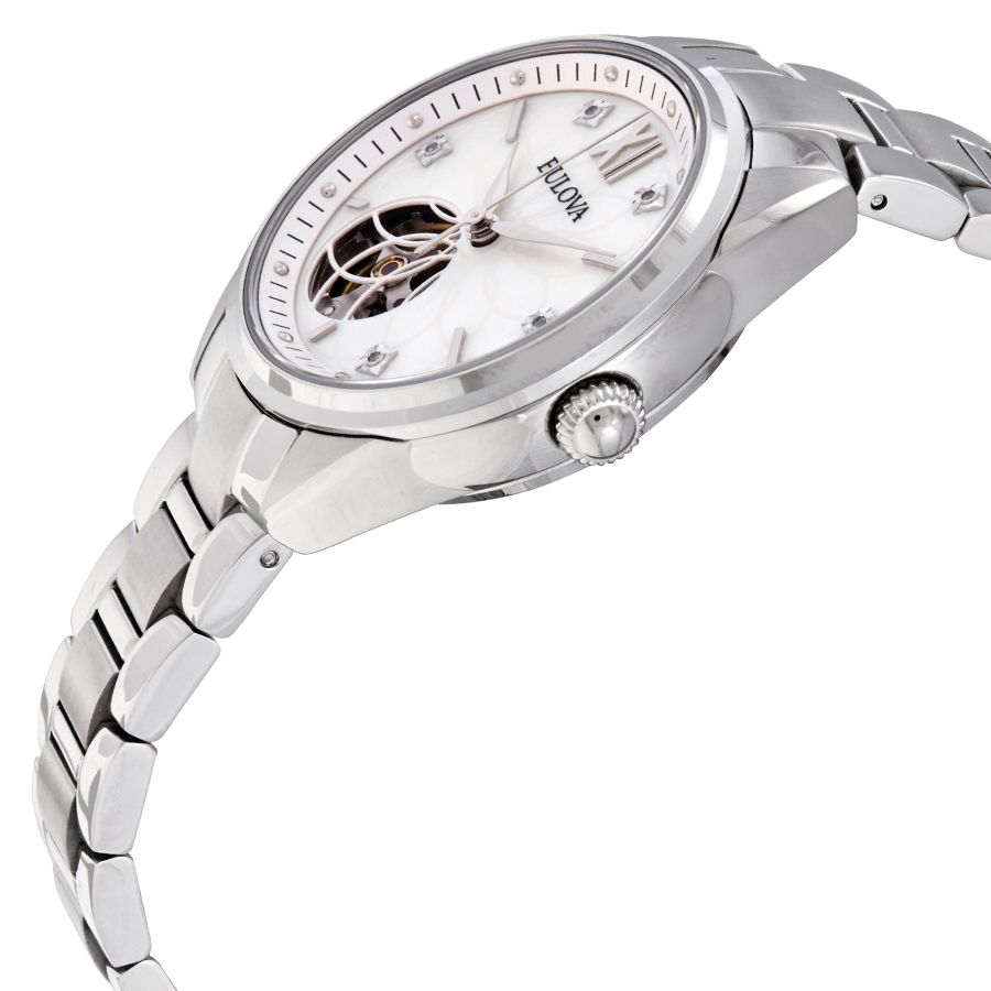 bulova automatic diamond silver dial stainless steel ladies watch 96p181 bulova automatic diamond silver dial stainless steel ladies watch 96p181