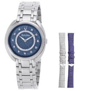 bulova duality quartz blue dial ladies watch 96x160