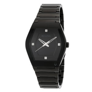 bulova gemini quartz diamond black dial men's watch 98d177