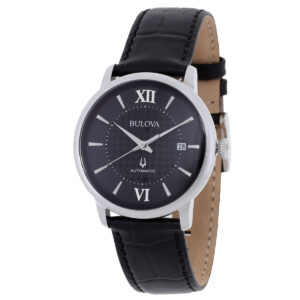 bulova hudson automatic black dial men's watch 96b441