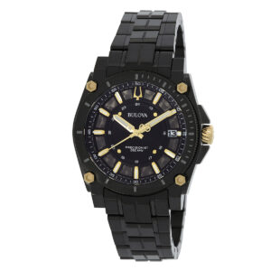 bulova icon quartz black dial men's watch 98b408