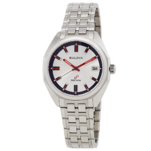 bulova jet star quartz silver dial men's watch 96k112
