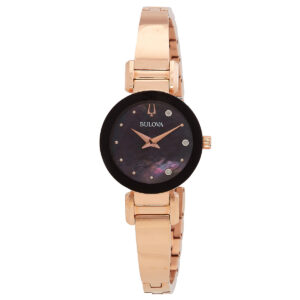 bulova marc anthony quartz diamond black dial ladies watch 97p163