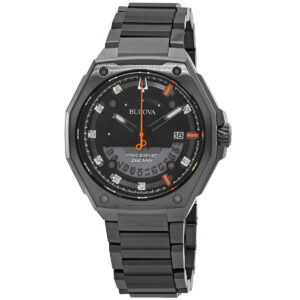 bulova marc anthony quartz diamond black dial men's watch 98d183