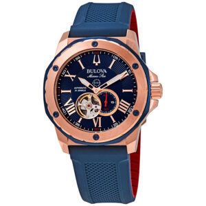 Home bulova marine star automatic blue dial men's watch 98a227