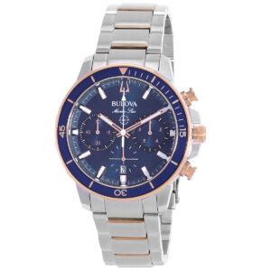 Home bulova marine star chronograph blue dial men's watch 98b301