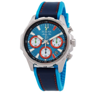 Home bulova marine star e1 team miami chronograph quartz blue dial men's watch 96b460