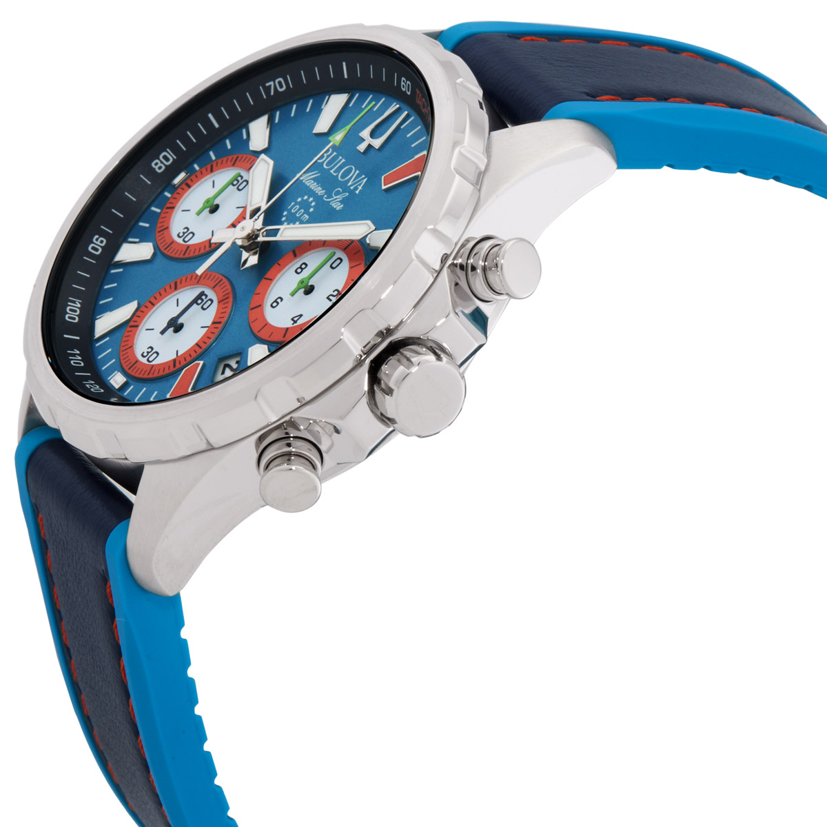 bulova marine star e1 team miami chronograph quartz blue dial men's watch 96b460 bulova marine star e1 team miami chronograph quartz blue dial men's watch 96b460