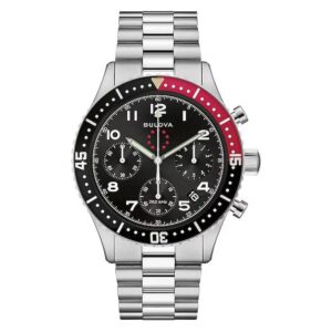 Витрина bulova marine star heritage chronograph quartz black dial men's watch 98b451