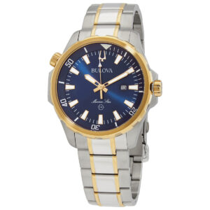 Home bulova marine star quartz blue dial men's watch 98b384