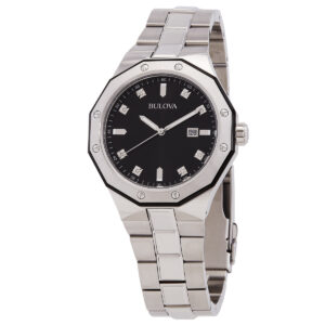 Home bulova men's marine star diamond accented stainless steel bracelet watch 98d103