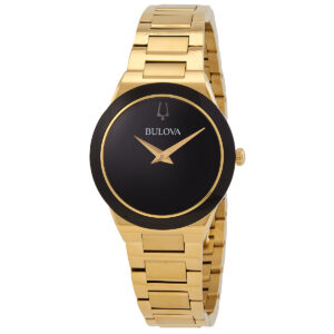 bulova millennia quartz black dial ladies watch 97l175