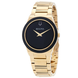 bulova millennia quartz black dial men's watch 97a183