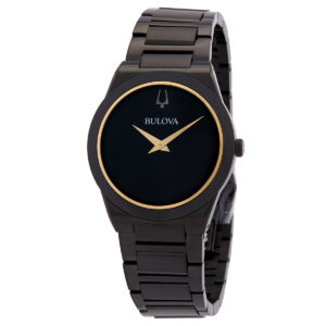 bulova millennia quartz black dial men's watch 98a313