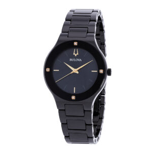 bulova millennia quartz black mother of pearl dial ladies watch 98r293