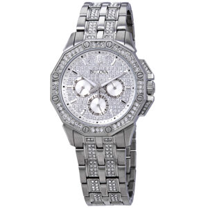 bulova multifunction crystal pave dial men's men's watch 96c134