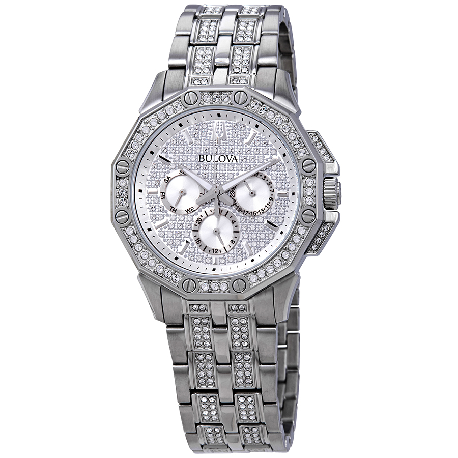 bulova multifunction crystal pave dial men's men's watch 96c134 bulova multifunction crystal pave dial men's men's watch 96c134