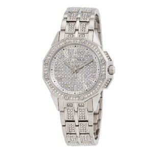 bulova octava quartz crystal silver dial ladies watch 96l305