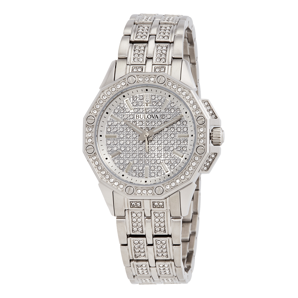 bulova octava quartz crystal silver dial ladies watch 96l305 bulova octava quartz crystal silver dial ladies watch 96l305