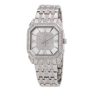 bulova octava quartz crystal silver dial men's watch 96a285