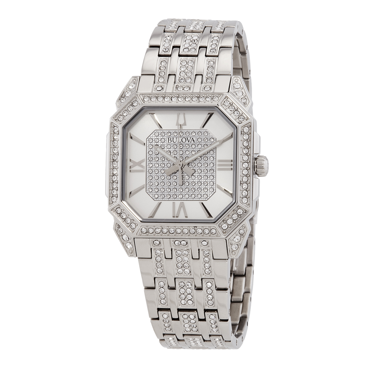 bulova octava quartz crystal silver dial men's watch 96a285 bulova octava quartz crystal silver dial men's watch 96a285