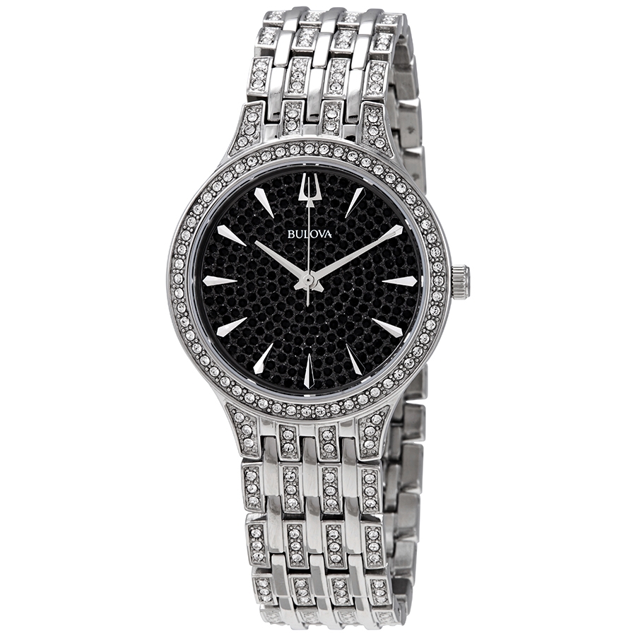 bulova phantom black pave dial stainless steel ladies watch 96l273 bulova phantom black pave dial stainless steel ladies watch 96l273