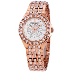 bulova phantom rose gold tone baguette swarovski crystal ladies watch 98l268