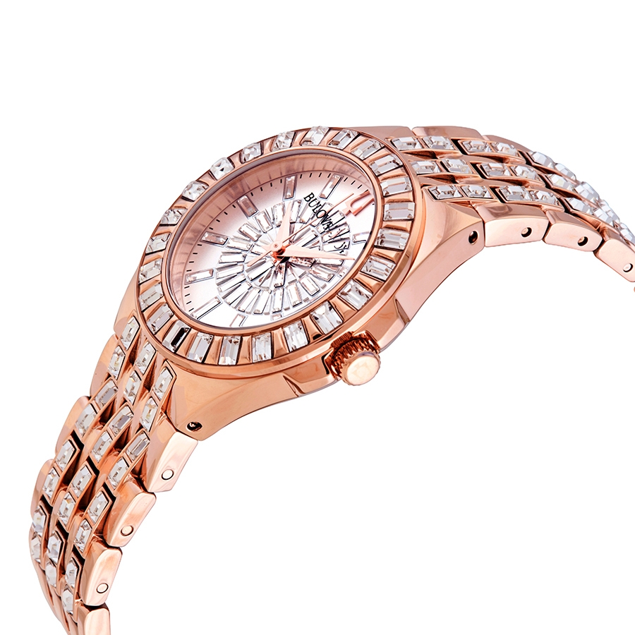 bulova phantom rose gold tone baguette swarovski crystal ladies watch 98l268 bulova phantom rose gold tone baguette swarovski crystal ladies watch 98l268