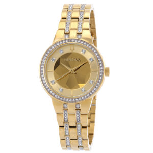 bulova phantom quartz crystal champagne dial ladies watch 97l176