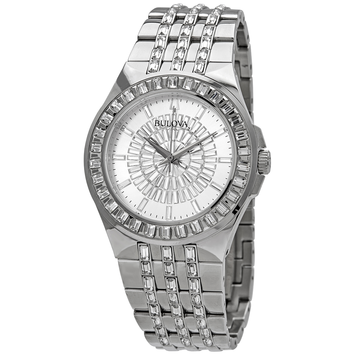 bulova phantom quartz crystal silver pave dial men's watch 96a236 bulova phantom quartz crystal silver pave dial men's watch 96a236
