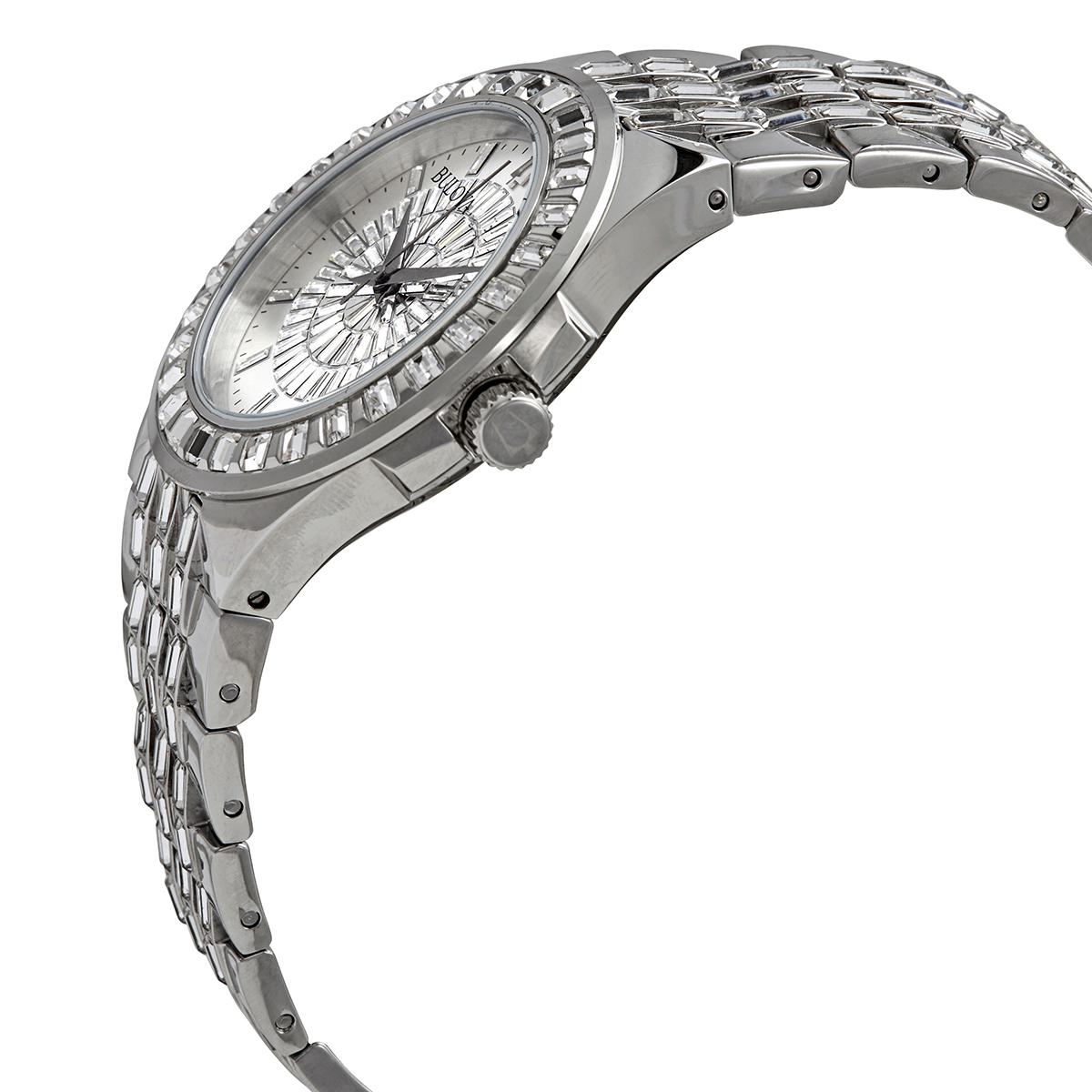 bulova phantom quartz crystal silver pave dial men's watch 96a236 bulova phantom quartz crystal silver pave dial men's watch 96a236