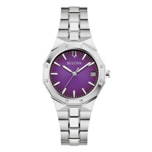 bulova prestige quartz purple dial ladies watch 96m168