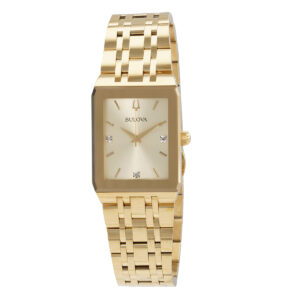 Home bulova quadra quartz diamond champagne dial men's watch 97d120