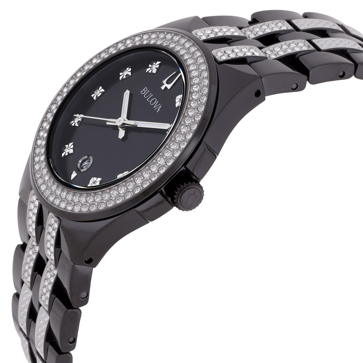 bulova quartz crystal black dial men's watch & dog tag 98k101 bulova quartz crystal black dial men's watch & dog tag 98k101