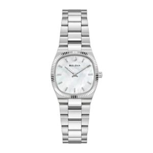 bulova quartz white mother of pearl dial ladies watch 96l353