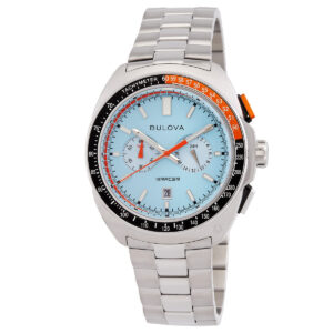 bulova racer chronograph quartz blue dial men's watch 98b432