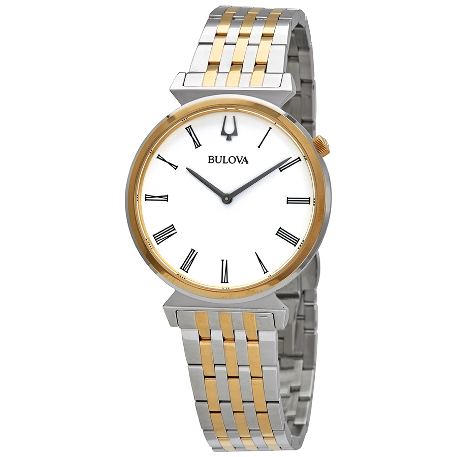 bulova regatta quartz white dial two tone men's watch 98a233 bulova regatta quartz white dial two tone men's watch 98a233
