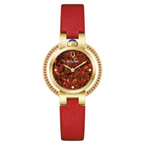 bulova rubaiyat autumn quartz red dial ladies watch 97r105