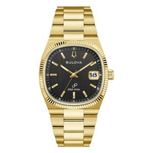 bulova super seville quartz black dial men's watch 97b246