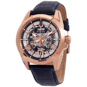 Витрина bulova sutton automatic silver skeleton dial men's watch 97a161