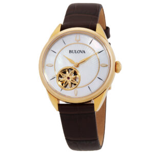 bulova sutton automatic white mother of pearl dial ladies watch 97l179